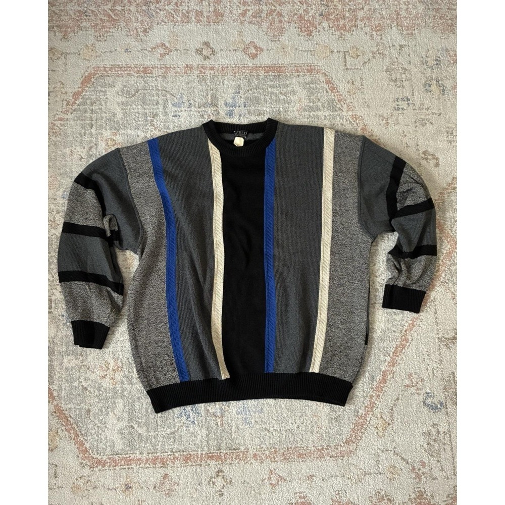 PELO Vintage 3D Textured Geometric Sweater Mens XXL Coogi Style Cotton Blend